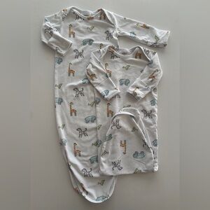 Aden & Anais Baby Long Sleeve Sleep Gown duo - Animal Print White